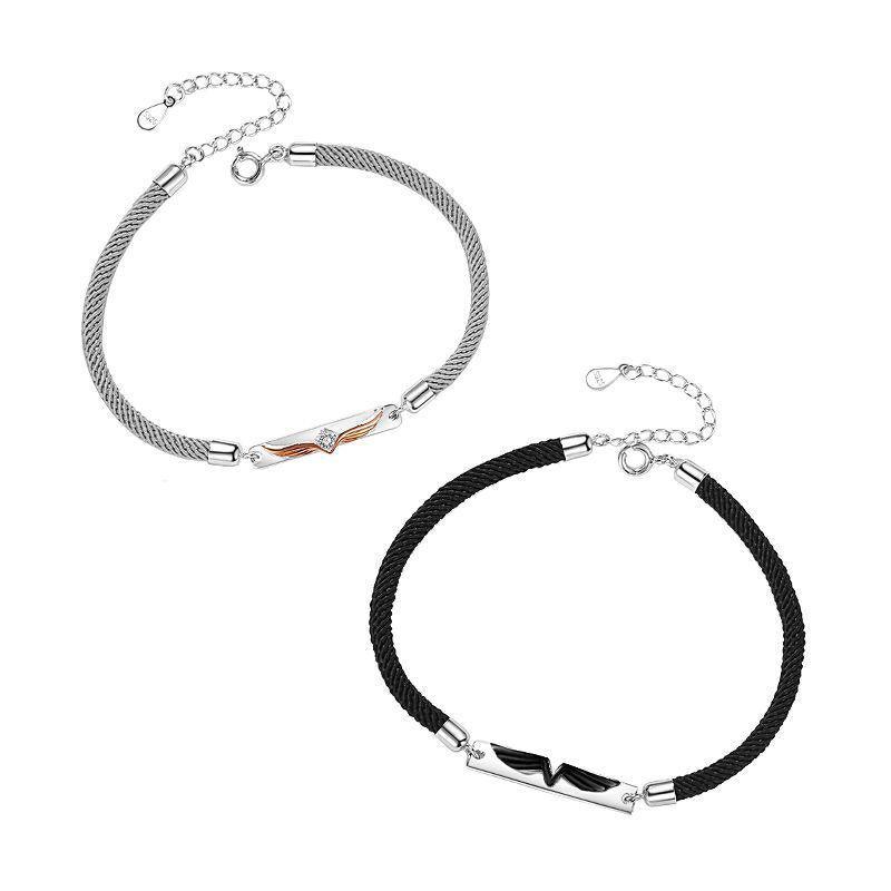 Angel Wings Sterling Silver 925 Couple Bracelet For Men And Women - Trendha