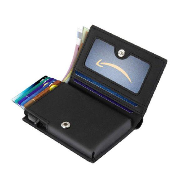 Anti-magnetic Aluminum Box Card Clip Buckle Cowhide Money Clip Automatic Card Bag - Trendha