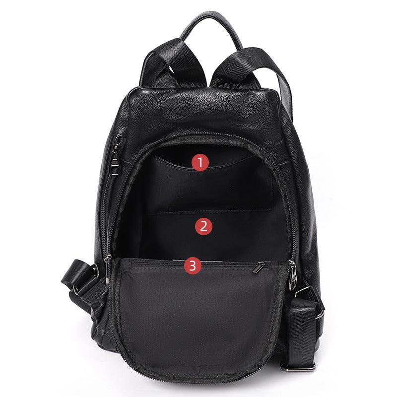 Anti-theft Ladies Backpack Genuine Leather Travel Bag Top Layer Cowhide - Trendha