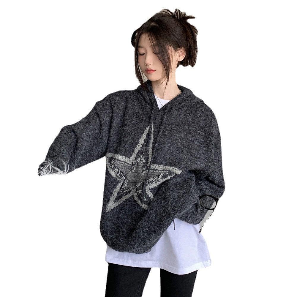 Autumn And Winter American Vintage Old Five-pointed Star Sweater - Trendha