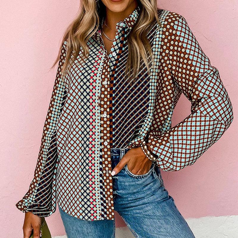 Autumn New Loose Printed Shirt European And American Leisure Commuter's All-matching Button Long Sleeve - Trendha