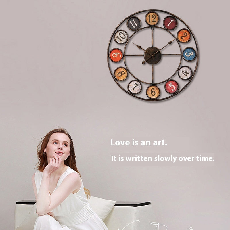 Creative Clocks Background Wall Simple Iron Retro Wall Clock