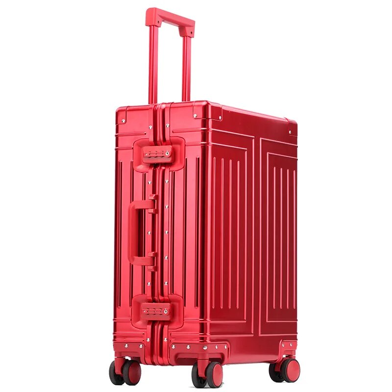 Aluminum Alloy Rolling Suitcase: Spinner Wheels, Lockable, Multiple Sizes