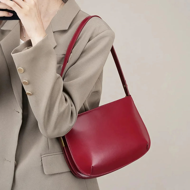 Genuine Leather Underarm Shoulder Bag - Multi-Compartment Crossbody Satchel for Women