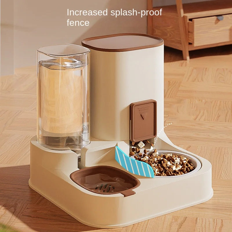 Ceramic & PP Automatic Cat Feeder with Large Capacity Water Dispenser