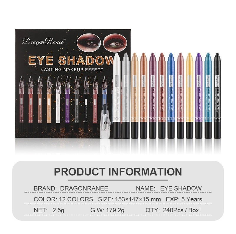 Eye Shadow Stick Eye Shadow Kit Eye Shadow Pen Pearlescent 12-piece Set