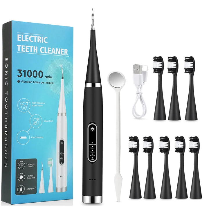 Electric Sonic Dental Scaler & Toothbrush with 8 Replaceable Heads