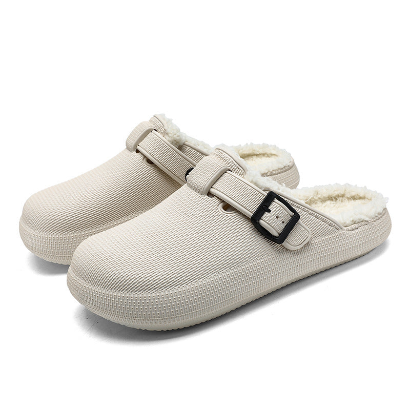 Autumn And Winter New Eva Soft Bottom Home Travel Fleece-lined Slippers