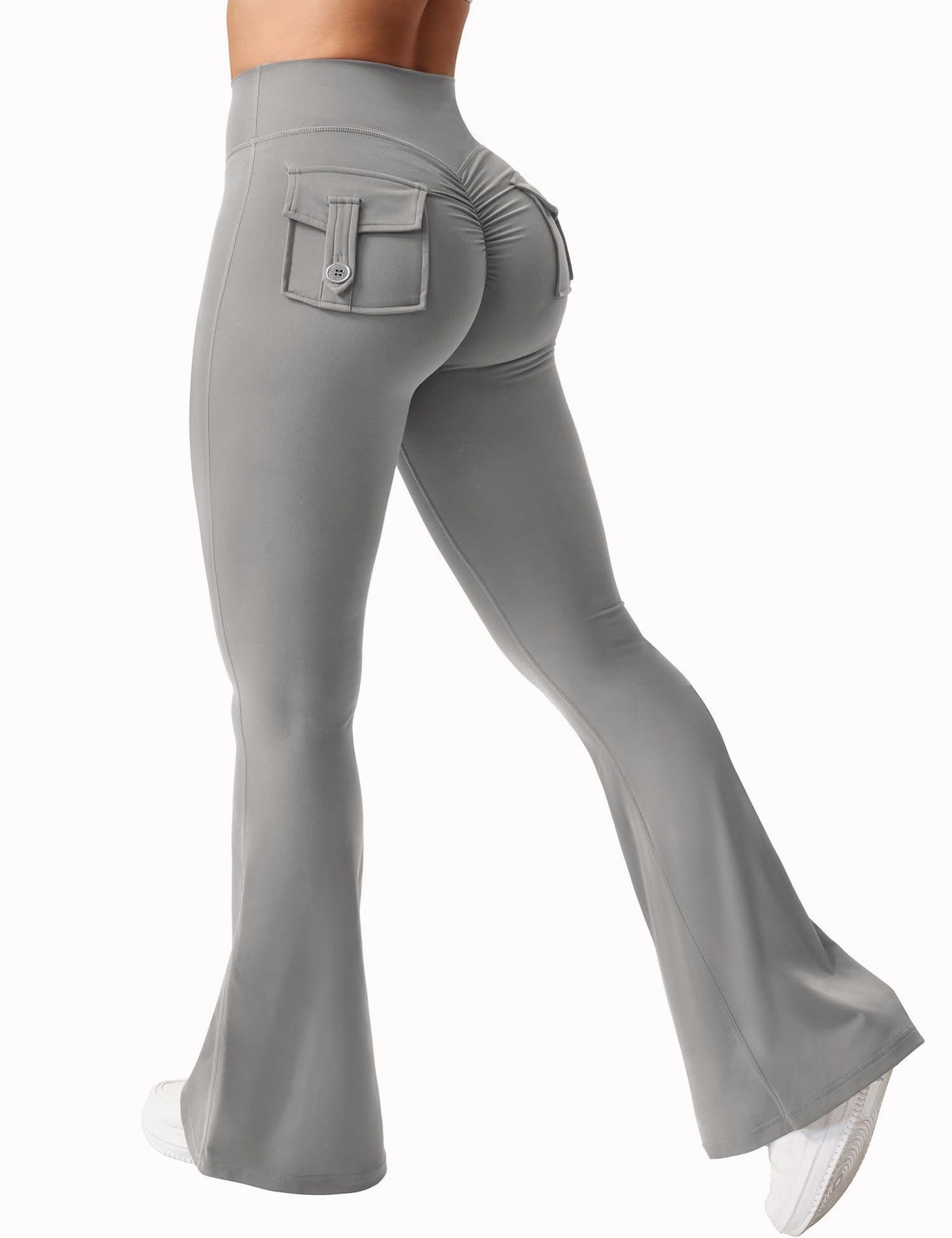 Cargo Pocket Elastic High Waist Workout Women&