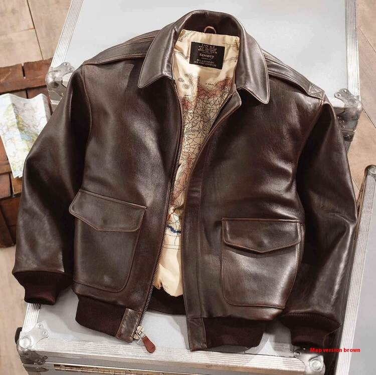 Retro Oversized US Air Force Fur Leather Coat