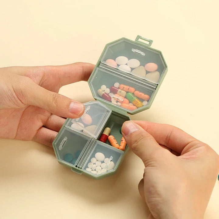 Portable Mini Pill Box - 6 Grids Travel Medicine Organizer