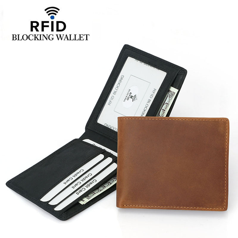 RFID Leather Bifold Retro Men's Wallet