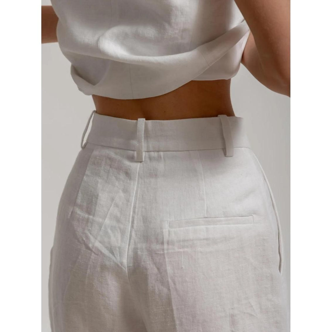 Chic Cotton Linen Summer Vest & Pants Set for Women