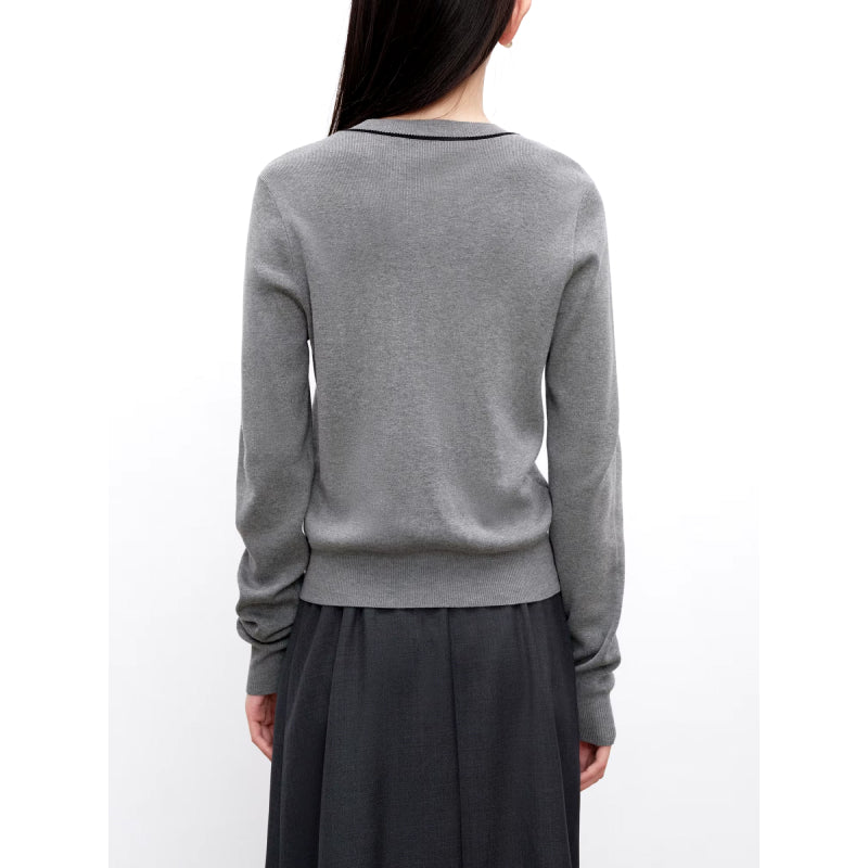 Petite Simple Wool Knitted Sweater with Bow Detail