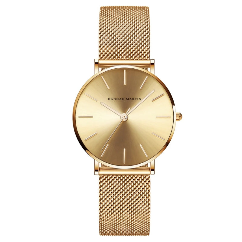 36mm Rose Gold Minimalist Women's Quartz Watch with Waterproof Design