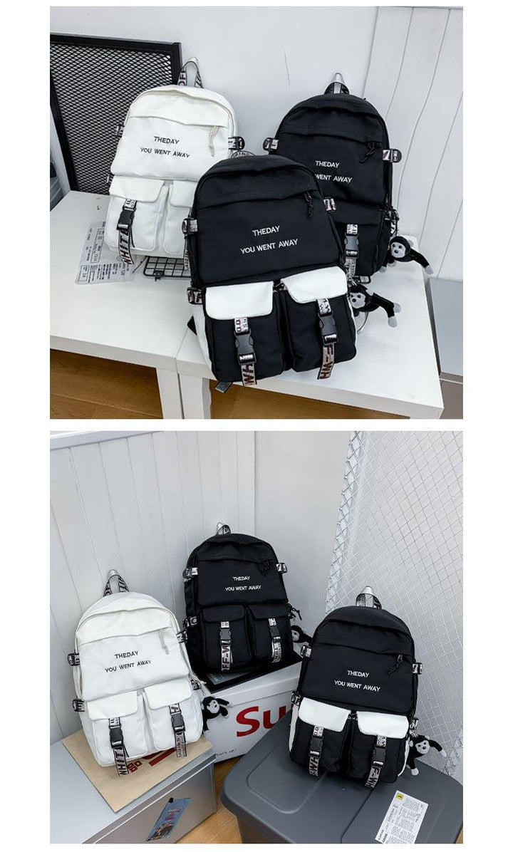 Backpack Female New Korean Style Fashion Brand College Style Schoolbag Male College Student Leisure Simple Backpack - Trendha
