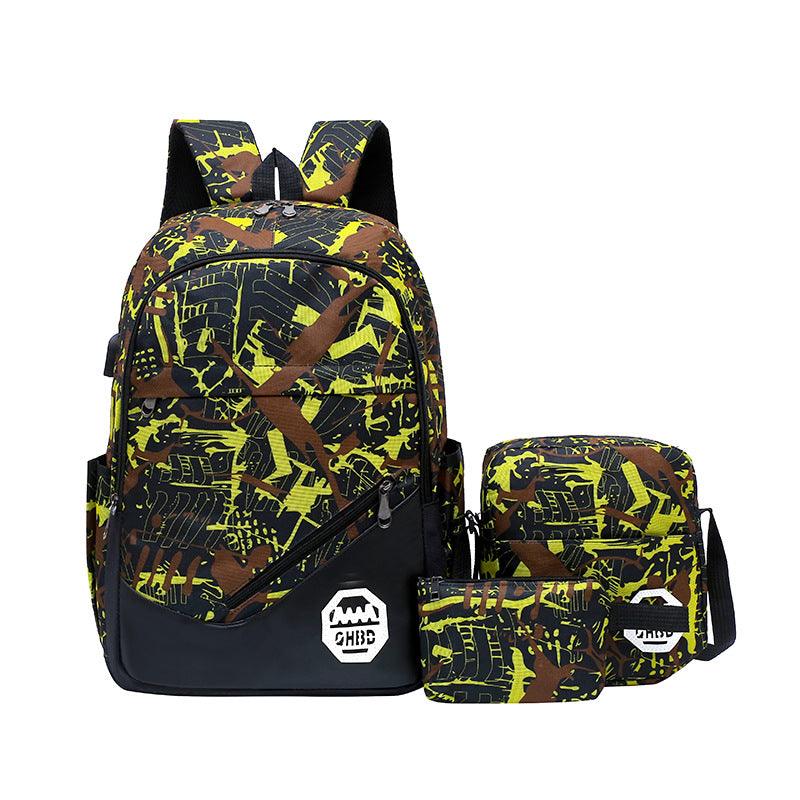 Backpack Flower Material Trendy Three-in-one Schoolbag - Trendha