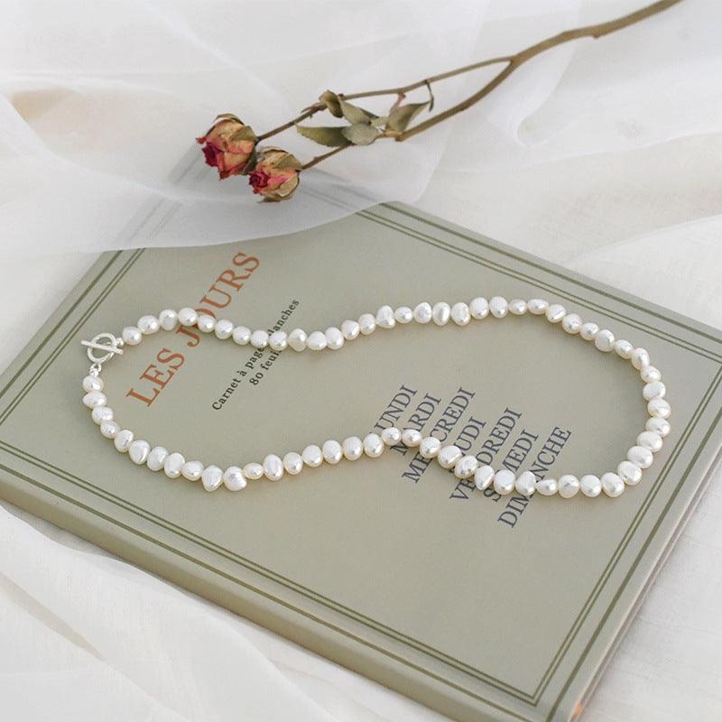 Baroque Pearl Necklace 925 Silver OT Buckle Female - Trendha