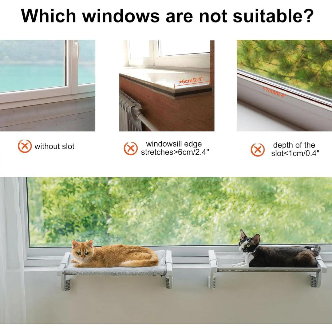 Adjustable Cat Window Bed with 2-Sided Cushion