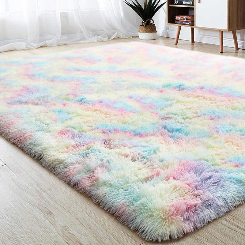 Gradient Tie-Dye Plush Rug for Vibrant Home Decor