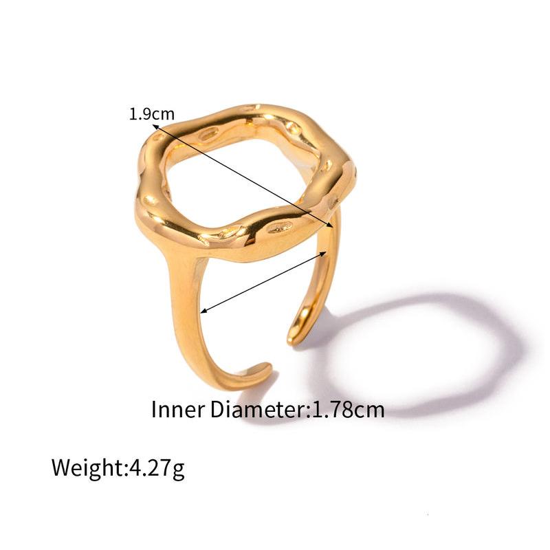 18K Gold Plated Stainless Steel Geometric Ring for Women