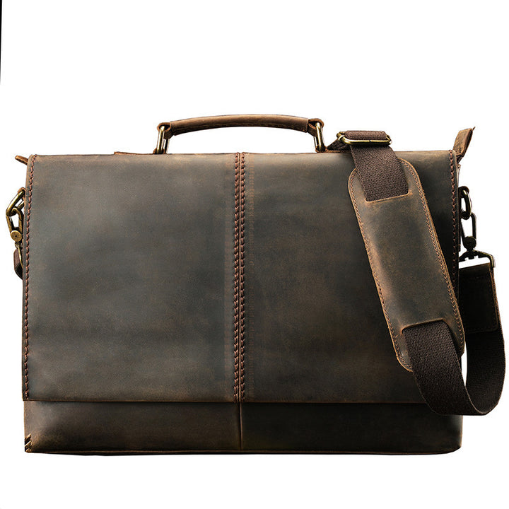 Men's Leather Cross Section Square Briefcase