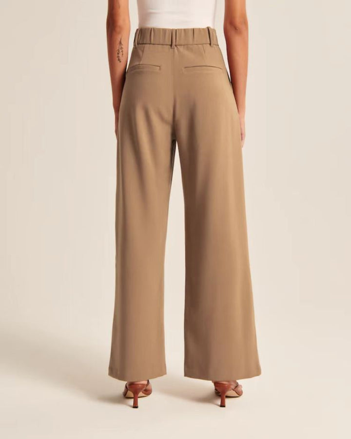 High Waist Straight Trousers With Pockets Wide Leg Casual Suit Pants For Women