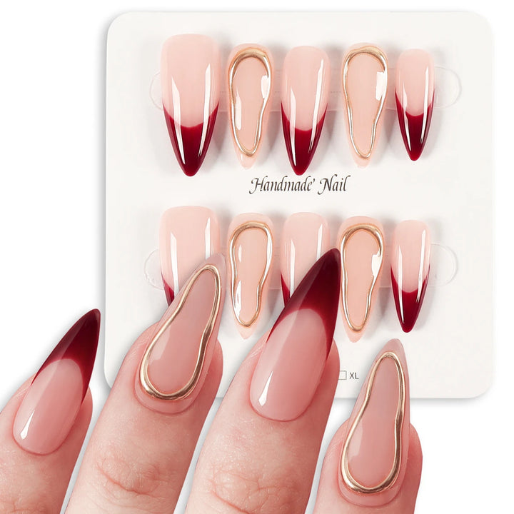 Handmade Press-On Long Almond False Nails