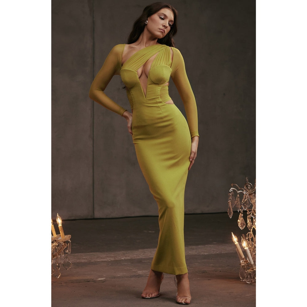 Elegant Hollow Out Bodycon Maxi Dress