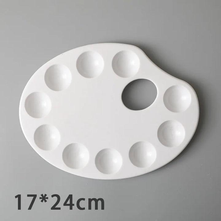 Fish-Shaped White Plastic Palette - 10 Grid Art Board