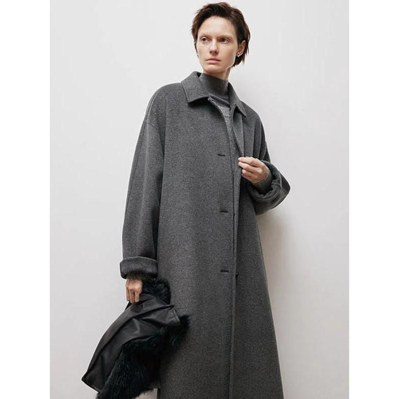 Women's Woolen Overcoat with Sash