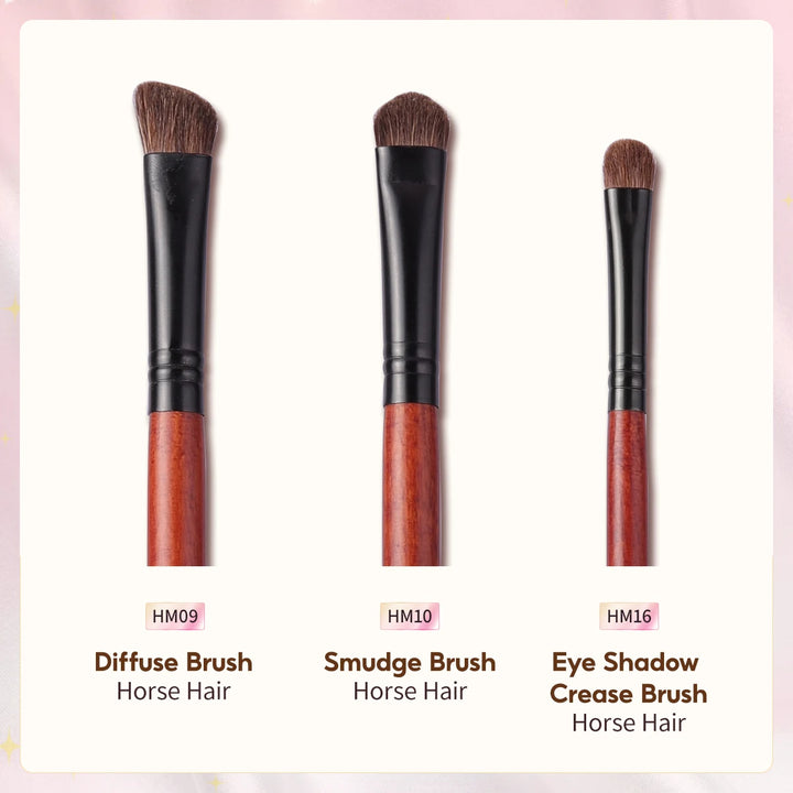 3PCS Horse Hair Eyeshadow Makeup Brush Set