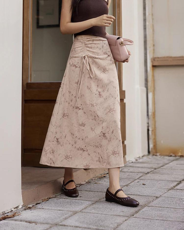 Retro Corduroy Midi Skirt for Women