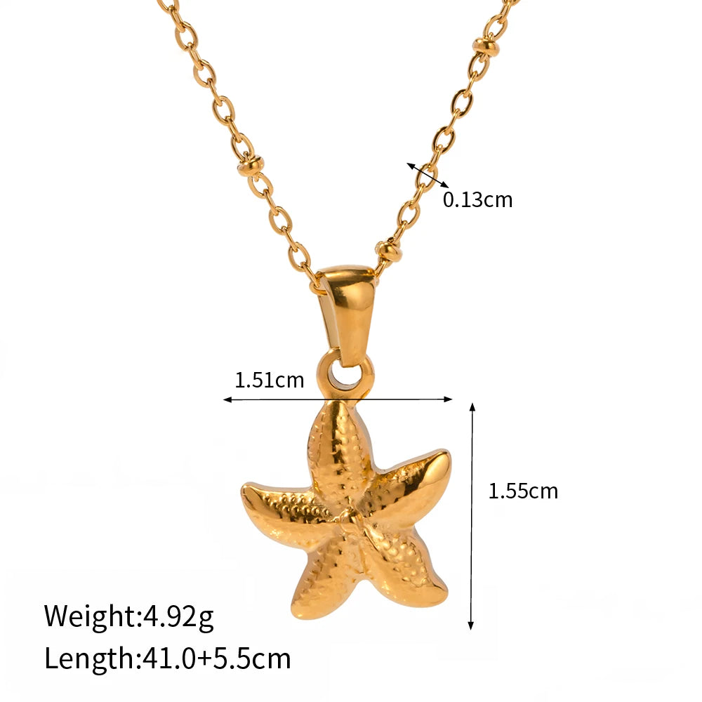 18k Gold Plated Seaside Starfish Pendant Necklace