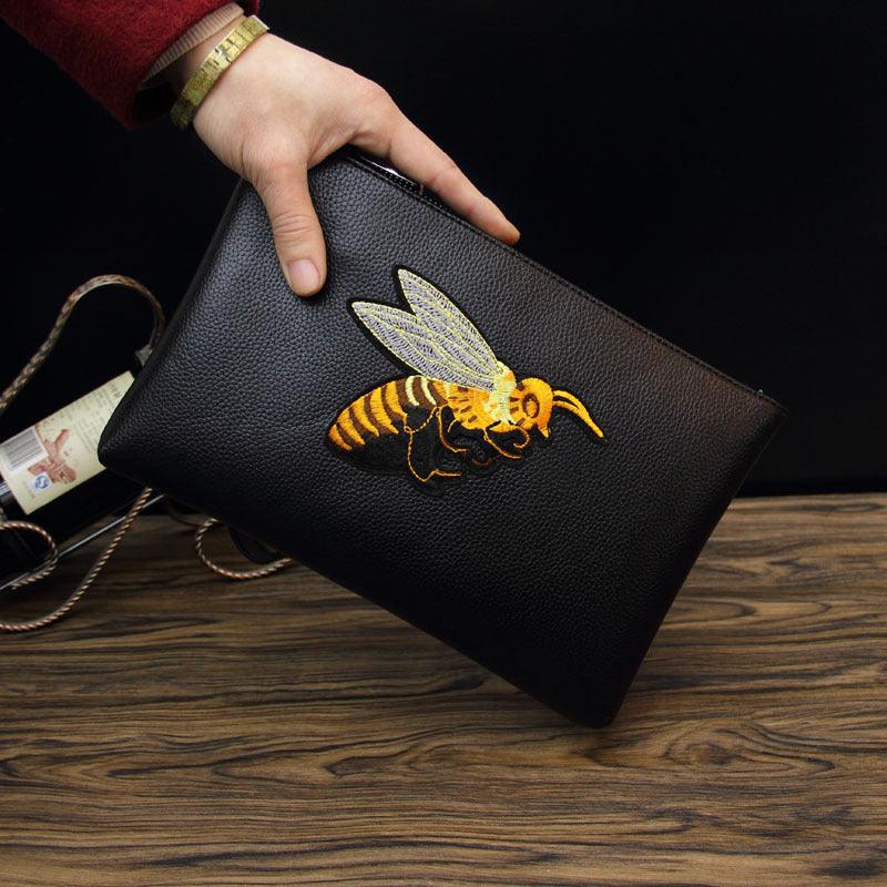 Bee Embroidered Men's Handheld Envelope Bag - Trendha