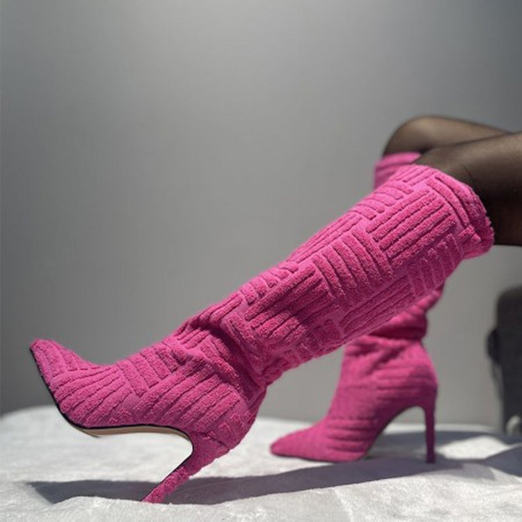 Plus Size Sexy Pointed Toe Thermal Towel Boots