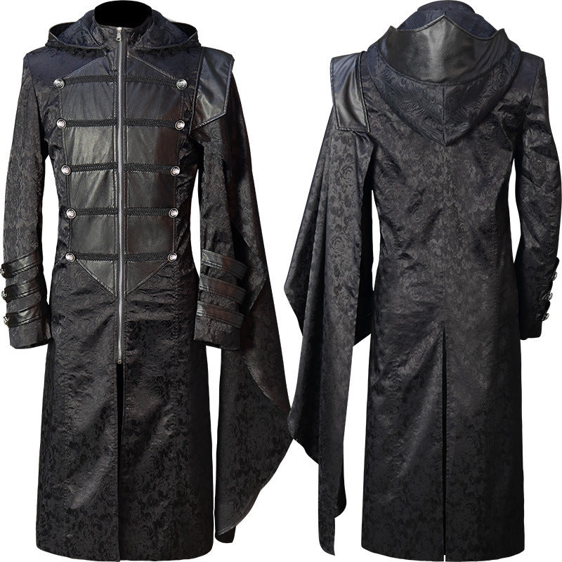 Black Stand-Collar Gothic Stage Coat