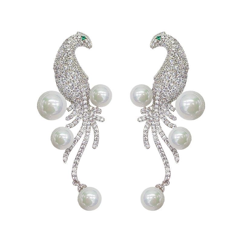 Bird Pearl Tassel Stud Earrings Simple And Versatile - Trendha