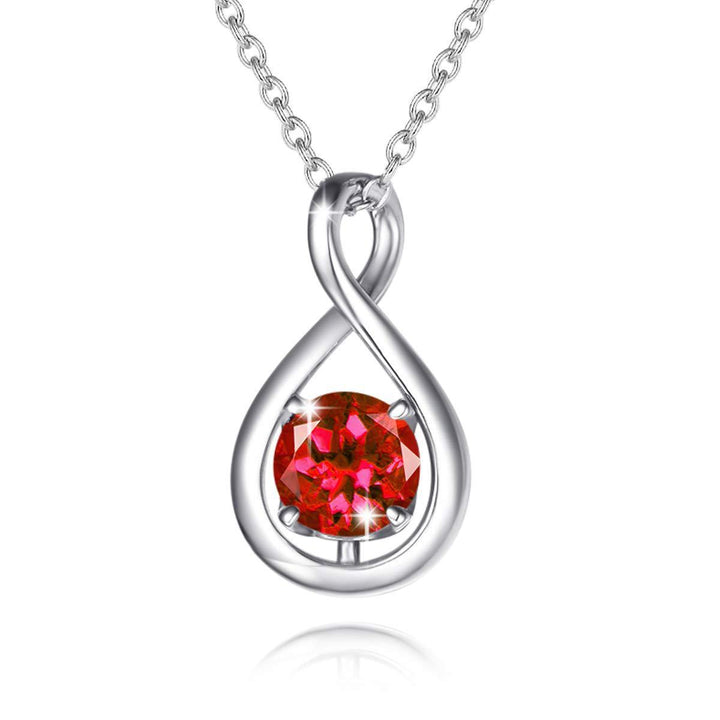Birthstone Octagonal Pendant Sterling Silver Zircon Four Claw Necklace - Trendha