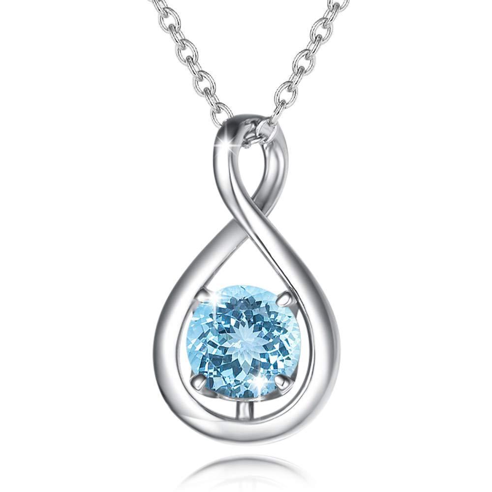 Birthstone Octagonal Pendant Sterling Silver Zircon Four Claw Necklace - Trendha