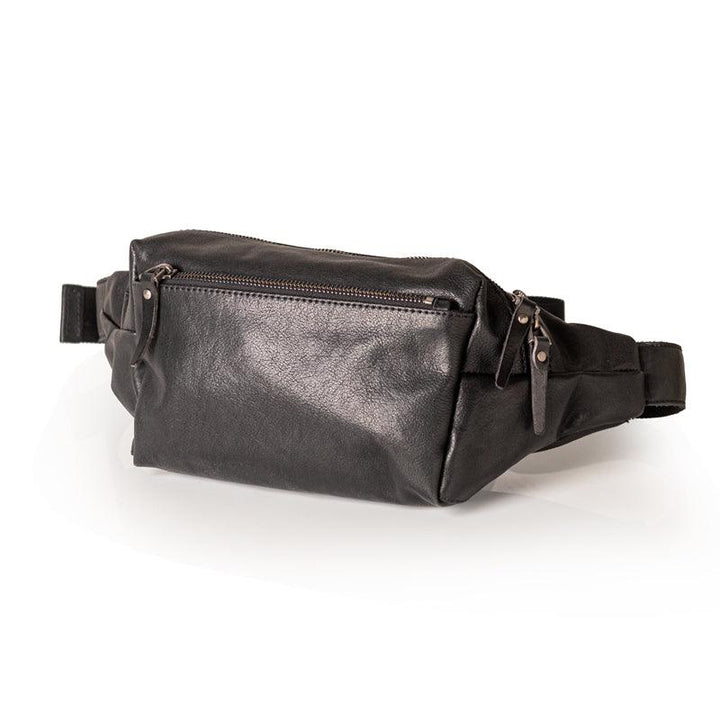 Black Casual Leather Men's Chest Bag - Trendha