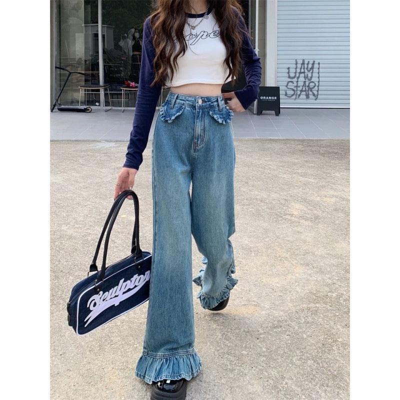 Bootleg Pants High Waist Jeans Women&
