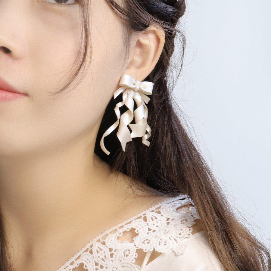 Bow Ear Accessories Fairy Beauty Wedding Dress Bridal Ear Clip Style S925 Silver Ear Studs - Trendha