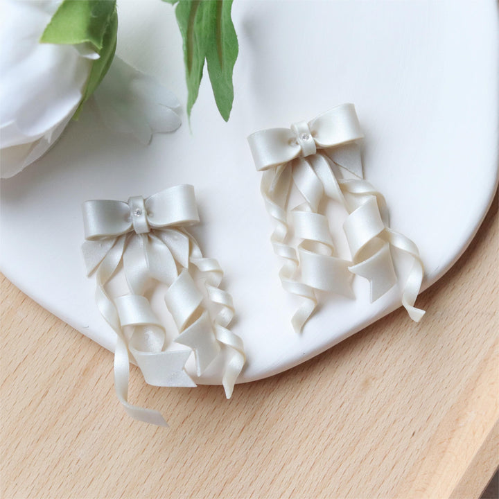 Bow Ear Accessories Fairy Beauty Wedding Dress Bridal Ear Clip Style S925 Silver Ear Studs - Trendha