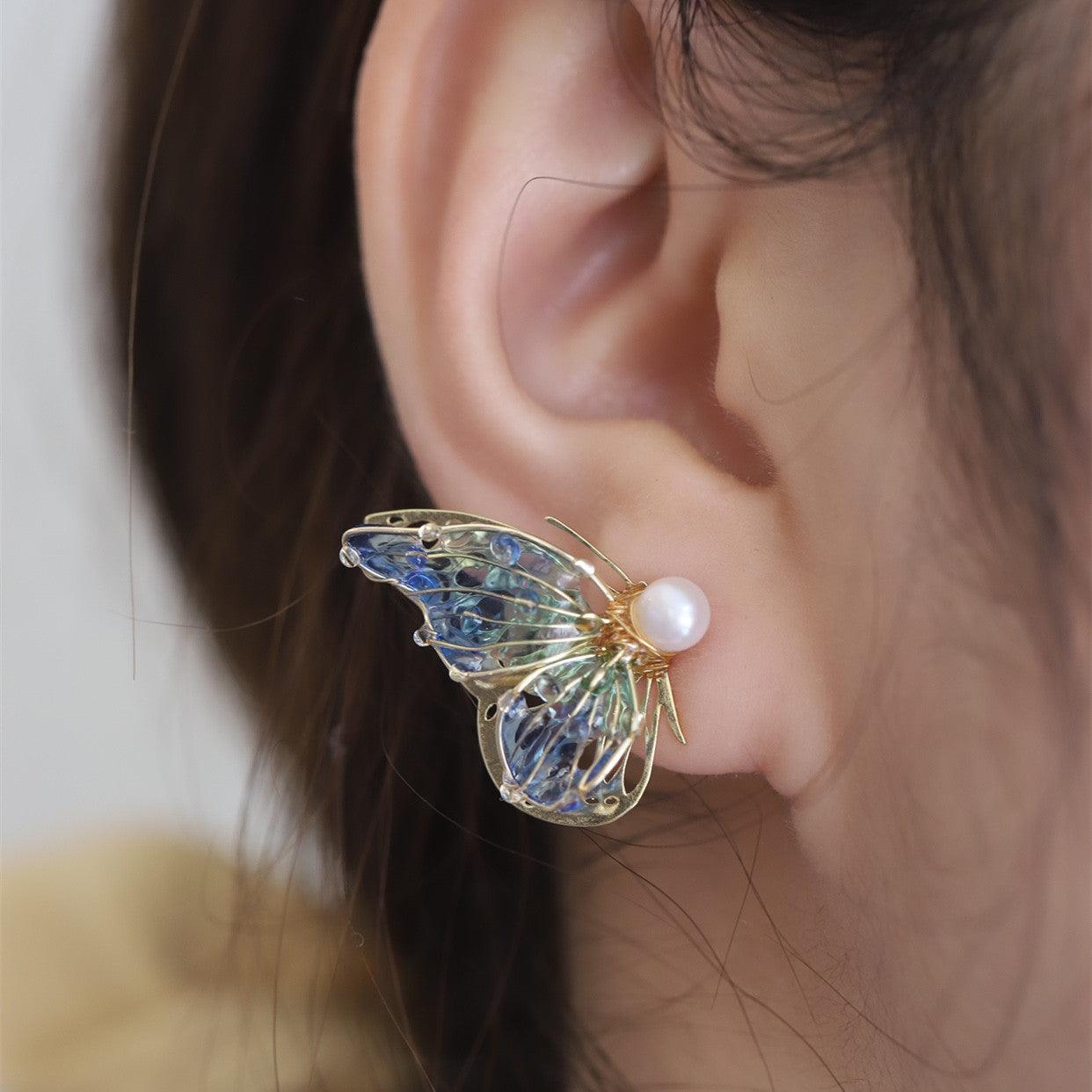 Butterfly Lady Sterling Silver Stud Earrings - Trendha
