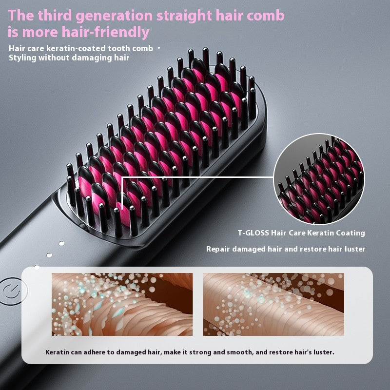 Women's Home Anion Wireless Portable Hair Curler And Straightener Dual-use Electric Comb