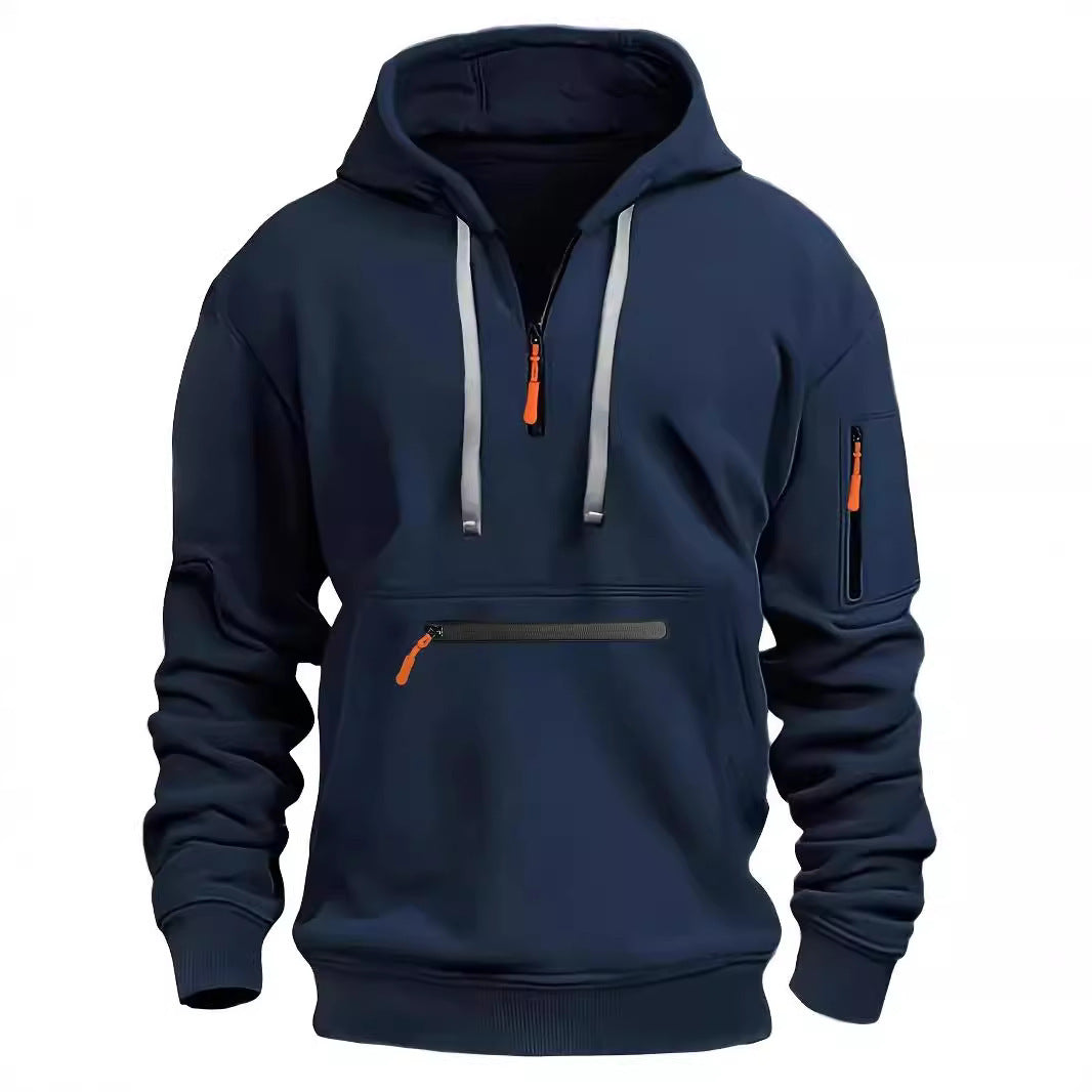 Men's Zip-Neck Hooded Pullover