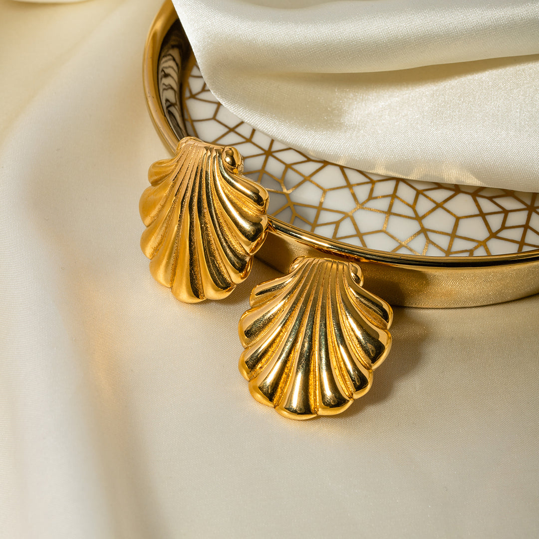 Chic Gold Plated Shell Earrings