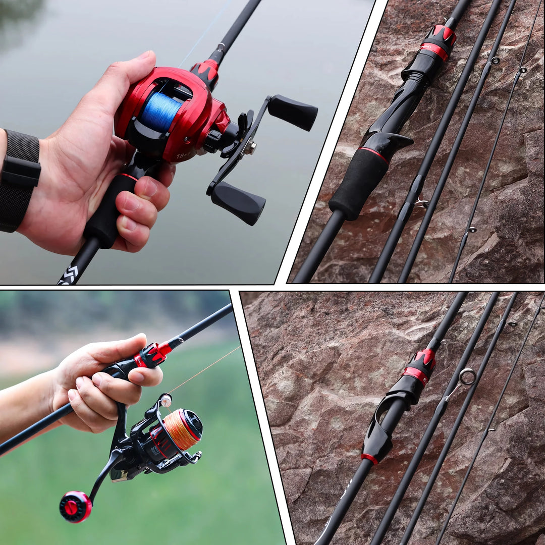 UltraLight 2.1m Carbon Fiber Fishing Rod - 4 Section EVA Handle Baitcasting Pole