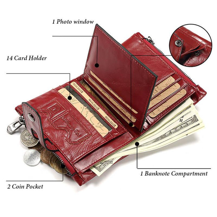 Elegant Women's Genuine Leather RFID Bifold Wallet